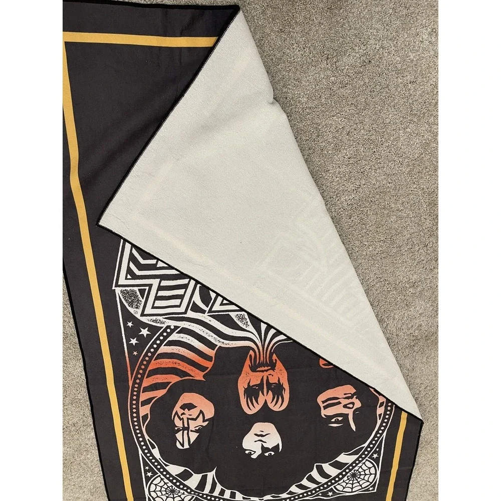 KISS Rock Band Large Beach Towel Black Orange Graphic Music Memorabilia